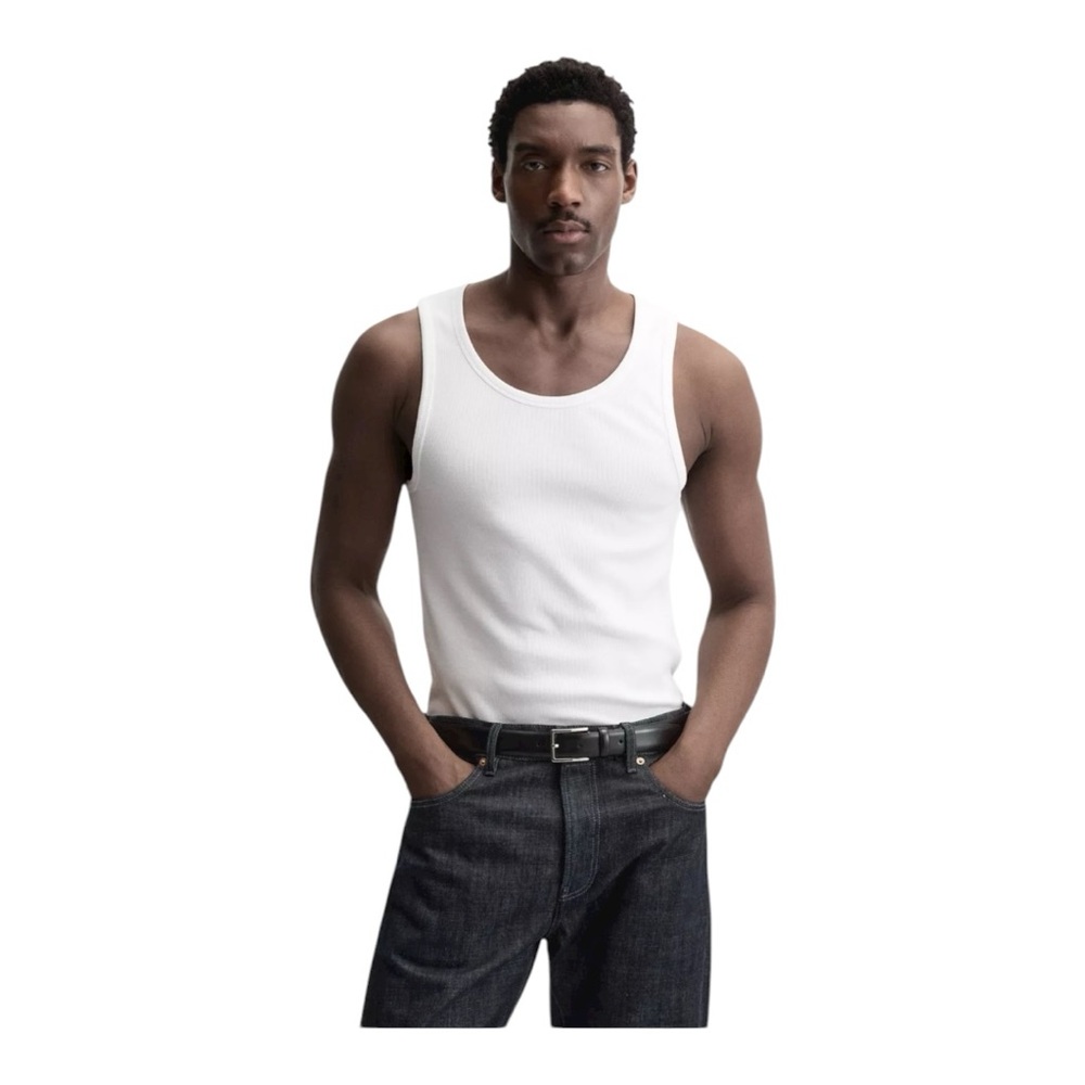 Zara Ribbed White Tank Top
